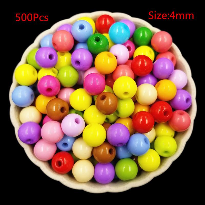 4mm/500 stk Bakte farge hirseperler Glassperler løse perler Kryssperler DIY Materiale Ensfarget risperler DIY perler Håndlagde løse plastperler