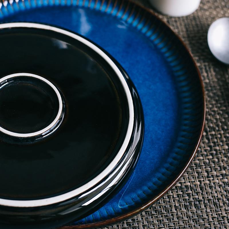 Strip Nordic Ceramic Plate Flat Steak Dinner Dish Plate Household Procelain Plate Western Rice Plates