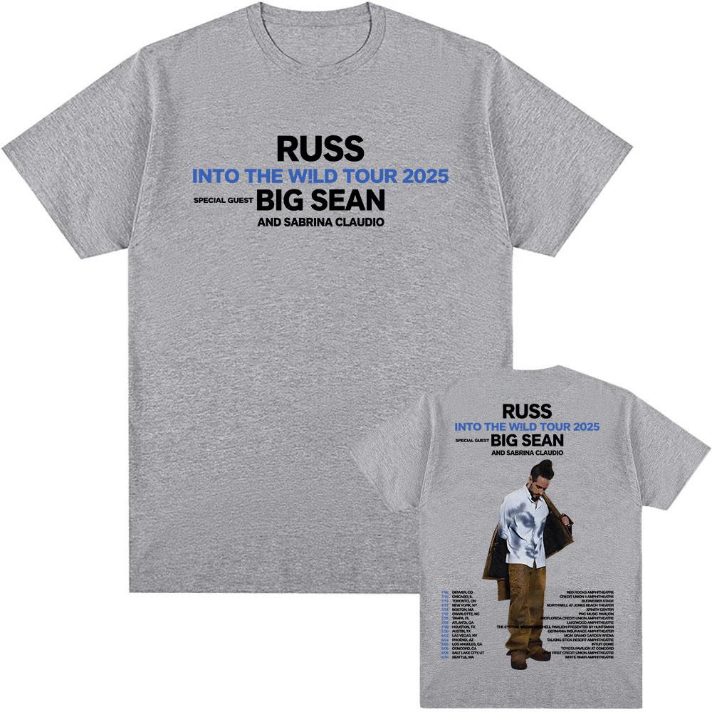 Russ in To The W!LD Tour 2025 T-shirt Summer Short Sleeve Male Tshirts Hip Hop Unisex Streetwear O-neck Rapper Printing T Shirt