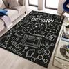Chemie Kritzel Print Rutschfeste Teppichläufer Schwarz Weiß Wissenschaftslabor Design Bodenmatte für Wohnzimmer Schlafzimmer Klassenzimmer Dekor