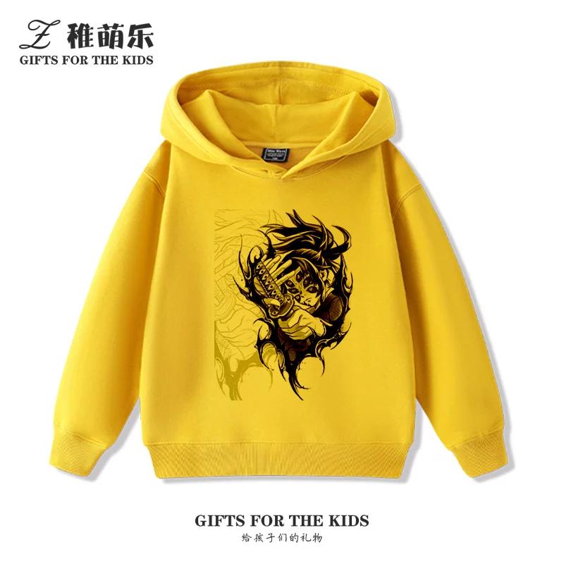 Sudaderas con capucha para niños con estampado de Demon Slayer, sudaderas informales de otoño/invierno para niños y niñas.