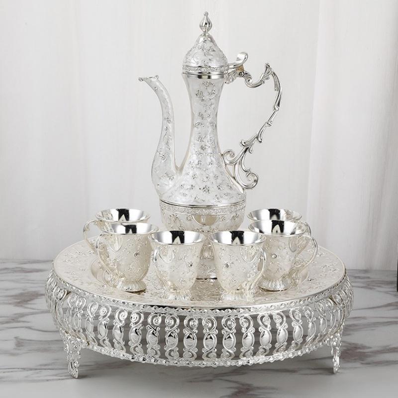 Wine set, Alloy Home New Wine Pot Glass Set, European Exquisite Vintage Wine Glass, Creative Wine Pot Set Home Decoration,1Set