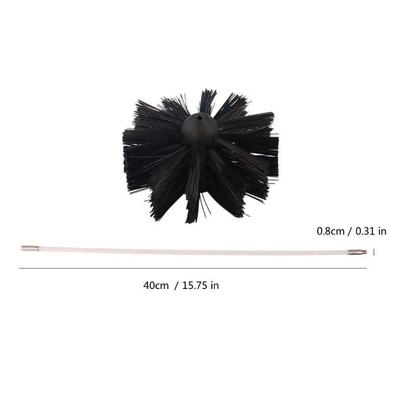 Zestaw do czyszczenia komina i przewodu wentylacyjnego suszarki zawiera elastyczny pręt i szczotki z wysuwanym prętem odpowiednie do wydajnego czyszczenia
