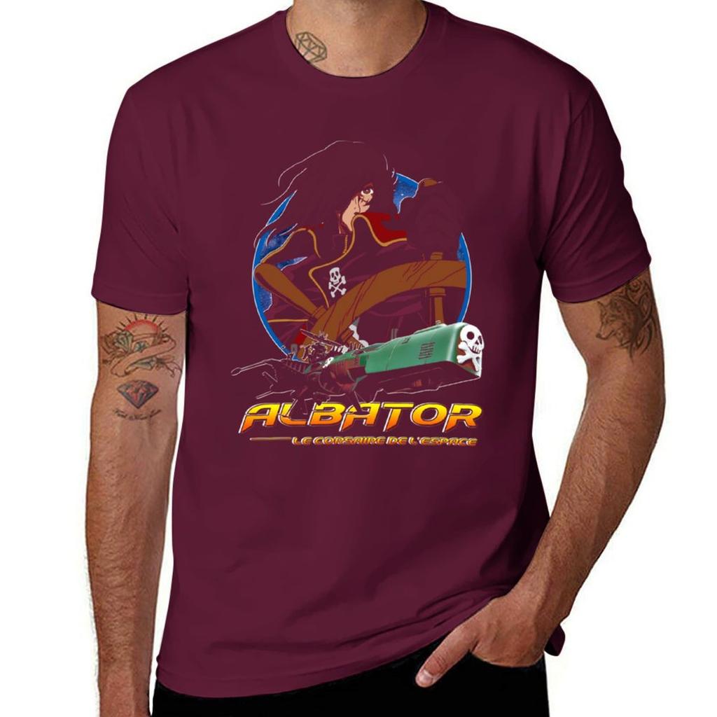 Capitaine Harlock Avec Atlantis - Arcadia - Albator The Space Corsair Essentiel T-Shirt Cute Clothes Blacks T Shirt for Men