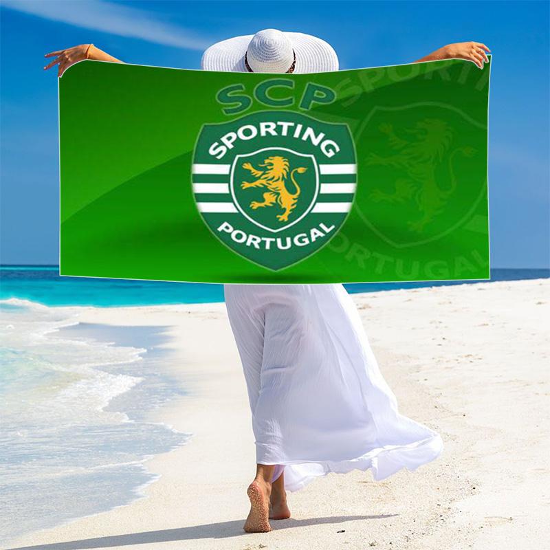 Sporting CP Logo Print Beach Towel, Large Soft Quick Dry Towel for Beach Camping Swimming