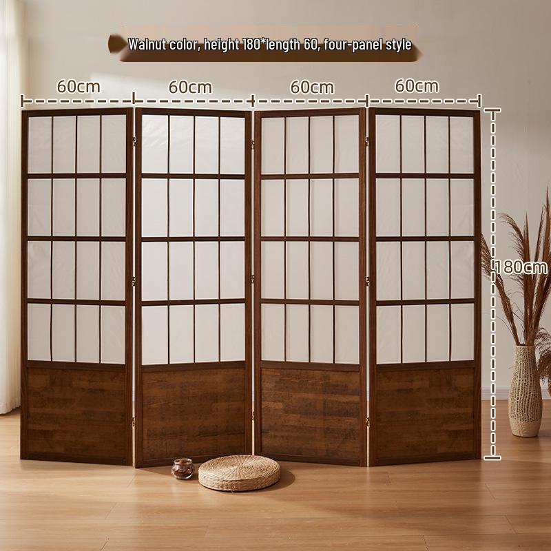 Retro Solid Wood Folding Screen Divider for Living Room and Bedroom