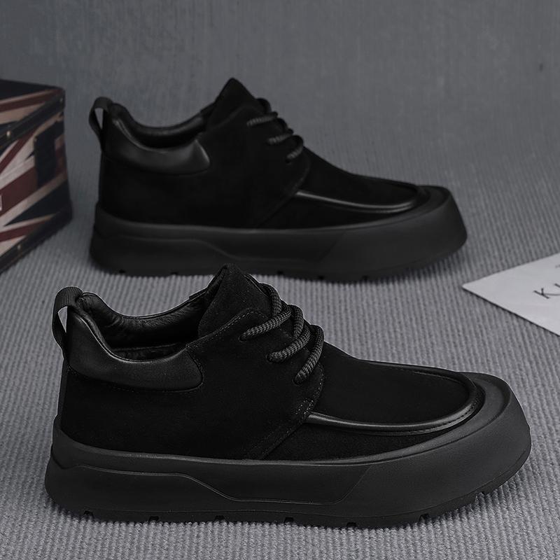 

Мужская обувь зима 2025 новая ретро британский стиль платформа повседневная обувь для скейтборда молодежная уличная бархатная теплая хлопковая обувь 44 чёрный