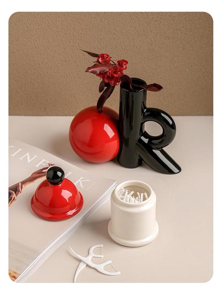 Beihanmei Ceramic Toothpick Holder & Swab Jar: Cute, Creative Storage for Living/Dining Room.