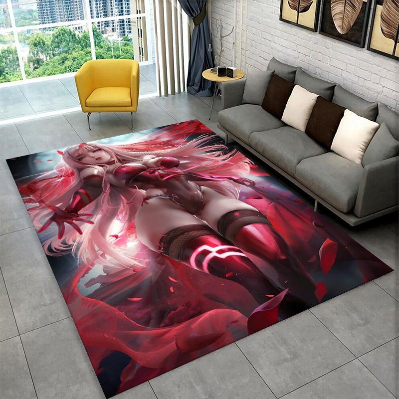 Cartoon Zero Two Sexy Girl DARLING in FRANXX Carpet Rug for Bedroom Living Room Sofa Doormat Home Decor,Kid Area Rug Non-slip