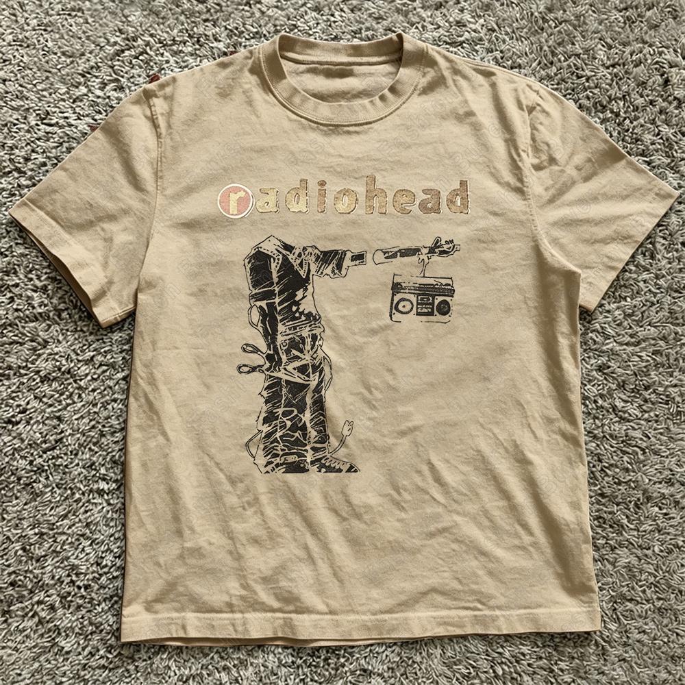 Summer Womens Vintage Radiohead Tshirt Cotton Streetwear Oversized Loose Casual Short Sleeve Suitable for All Seasons Tops