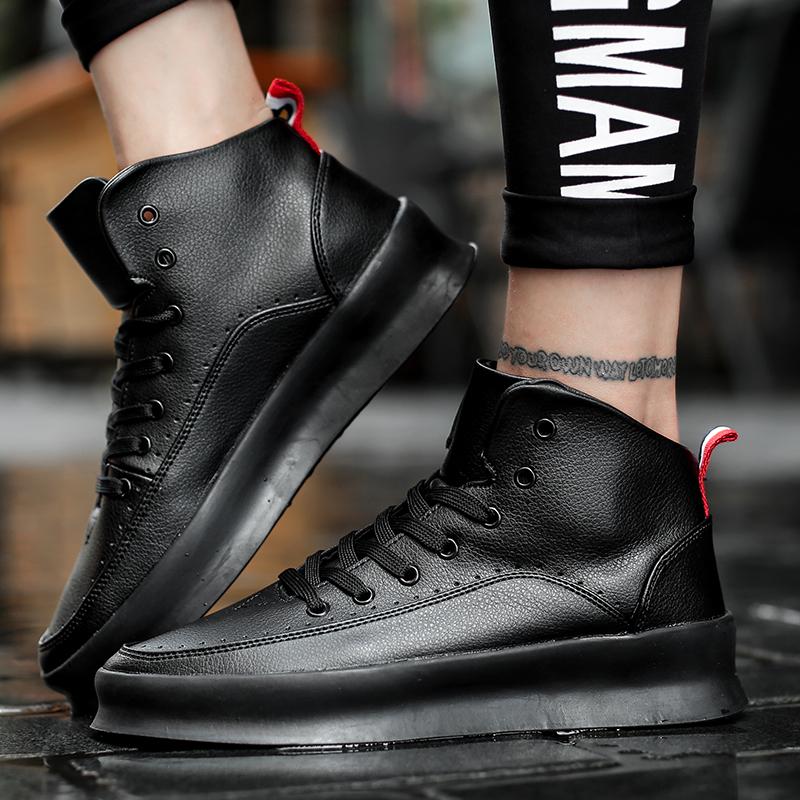 Herren Ganzjahres Trendige High-Top Skate-Schuhe, Rutschfeste Verschleißfeste Dicke Sohle Höhensteigernde Vielseitige Lässige Sportschuhe