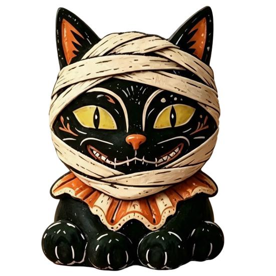 Cute Desktop Decoration Vintage Halloween Wooden Figurine, Rustic Witch Zombie Cat Owl Frog Tabletop Home Shelf Accents Ornament, Farmhouse