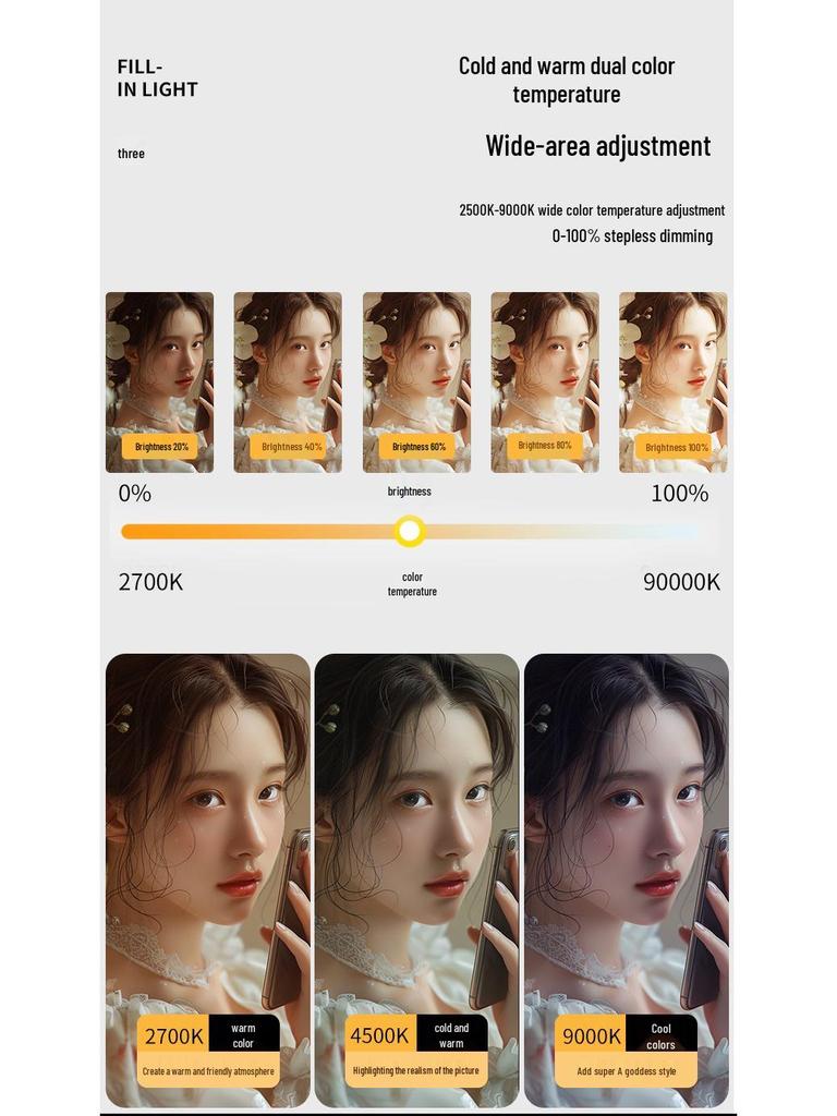N13 Doppelseitiges Mini-Handheld-Selfie-Licht mit dreifarbigen Fülloptionen