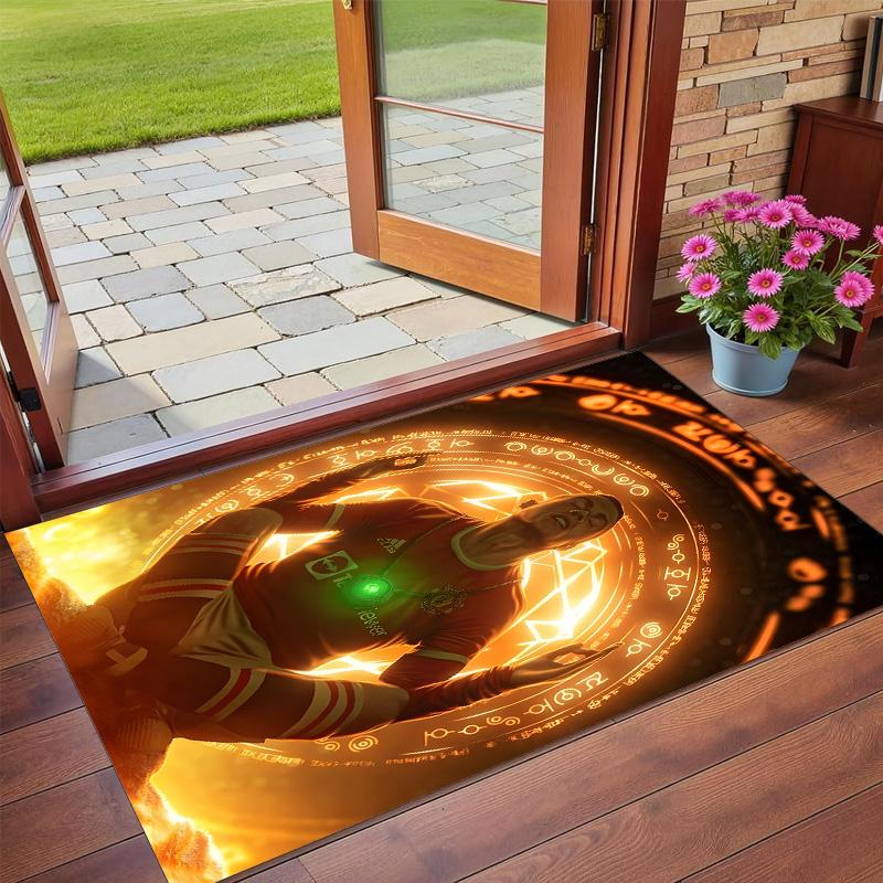 Tappeto Antiscivolo in Velluto di Cristallo, Tappeto Design Cristiano Ronaldo per Interni Soggiorno Camera da Letto Decorazione Casa