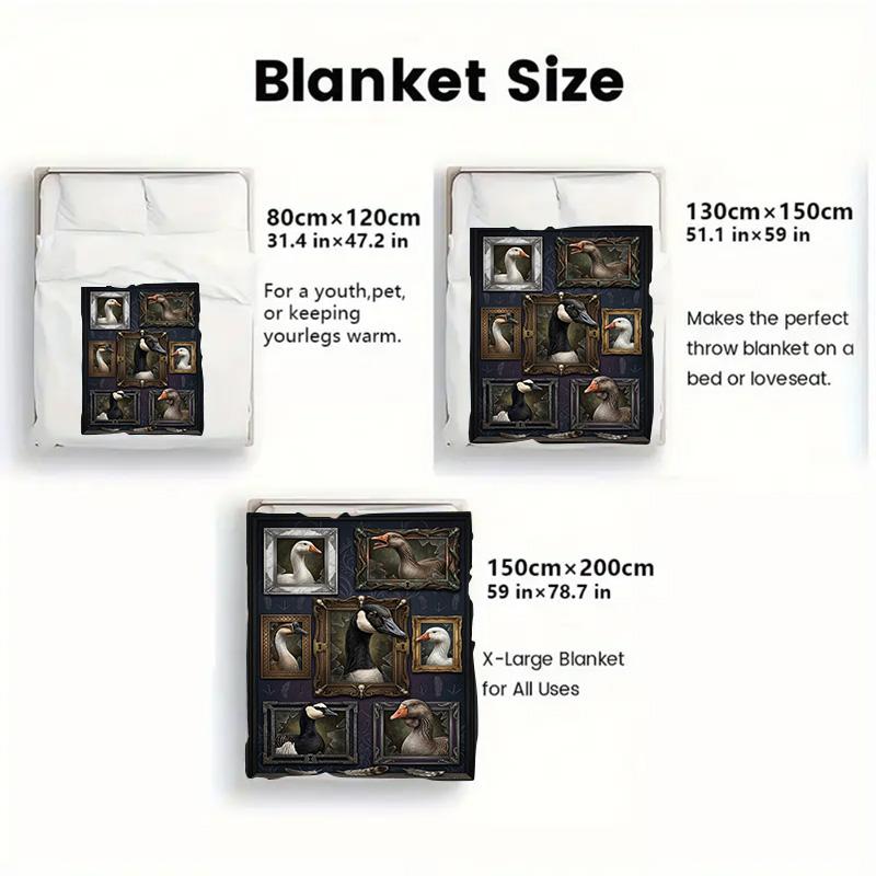 Goose Portraits 2D Flat Pattern Flannel Blanket, High Quality All Seasons, Home Decor, Warmth and Comfort, Perfect for Christmas Gifts.