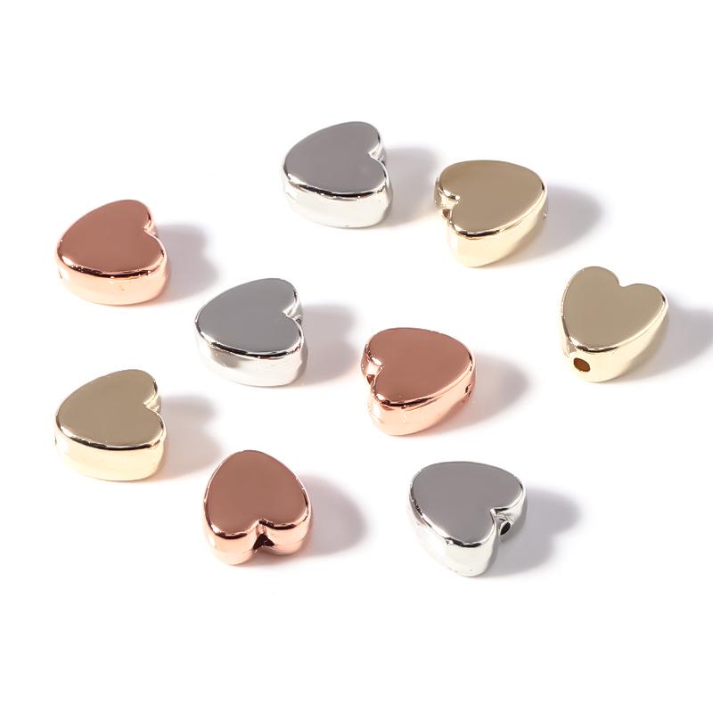 50 pcs Electroplated CCB Metallic Peach Heart Beads for Jewelry DIY and Bracelet Spacers