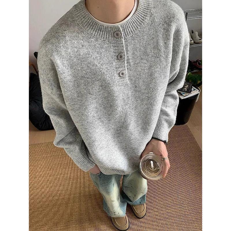 

Men s High-End Wool Henley Sweater - Autumn/Winter Collection M 90-105 lbs