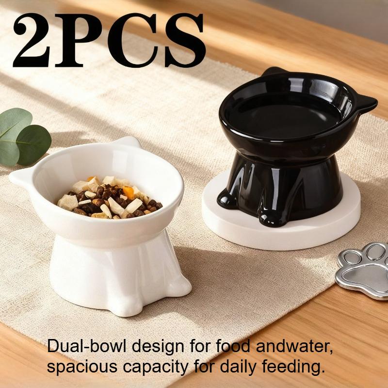 2 шт. Черно-белая миска для кошки Миска для кошки Миска для питомца Товары для питомцев Пластиковая миска для кошки Миска для собаки Универсальная миска для кошки и собаки Аксессуары для питомцев