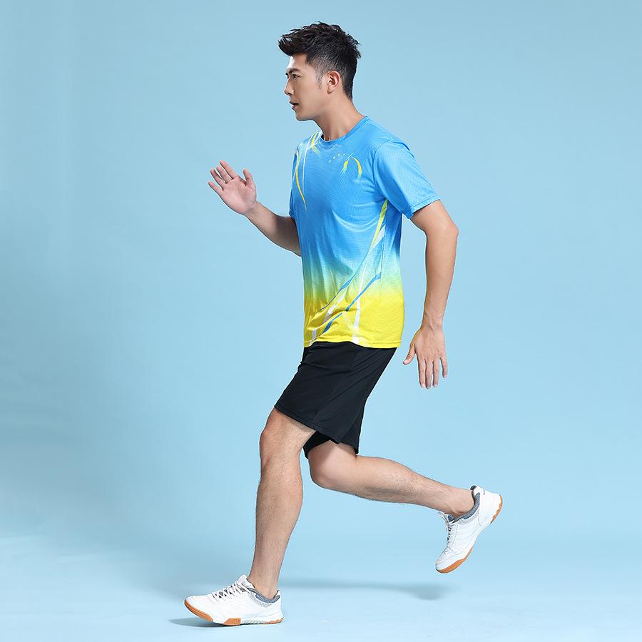 Men's Summer Sports Team Print Short Sleeve T-shirt for Running & Power Walking