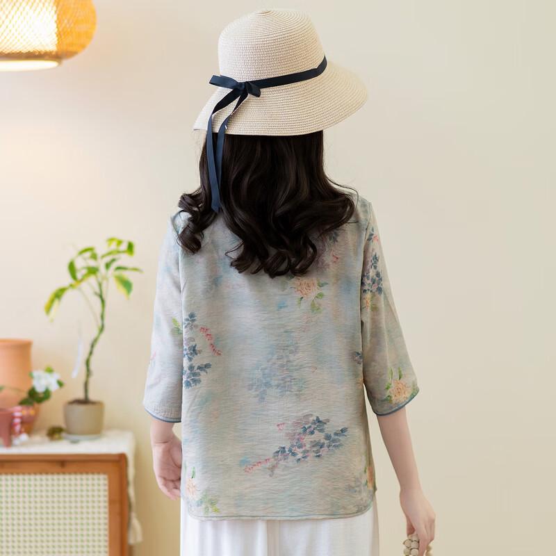 Yalu Women's New Chinese Style Floral Blouse
