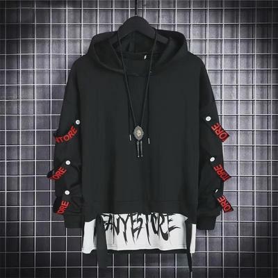 Pánská funkční mikina s kapucí: Podzimní Streetwear, Volný Střih, Hip-Hopový Styl, Národní Trend