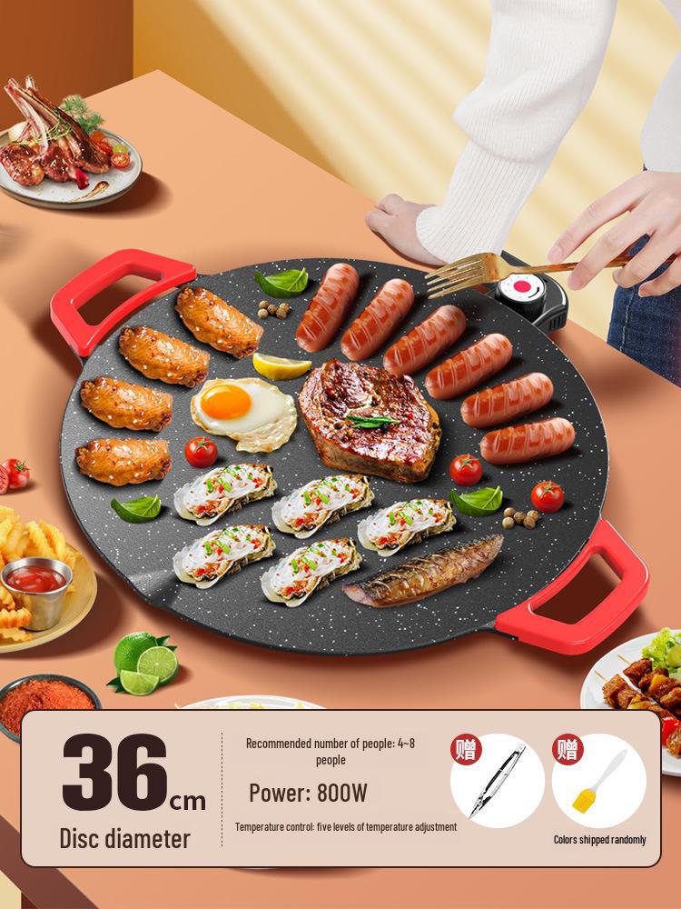 Korean Electric BBQ Grill: Outdoor/Indoor Non-Stick Multi-Function Cooking Tray for Students & Home Use