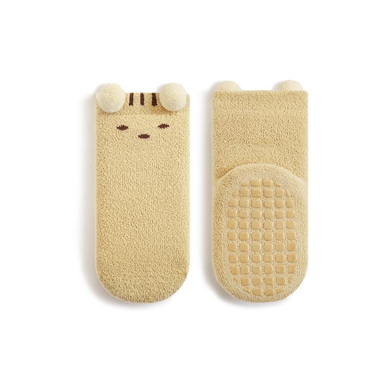 Cute Cartoon Bear Design Baby Socks Coral Velvet Warm Infants Stocking Thickened Socks for 0-5year Kids