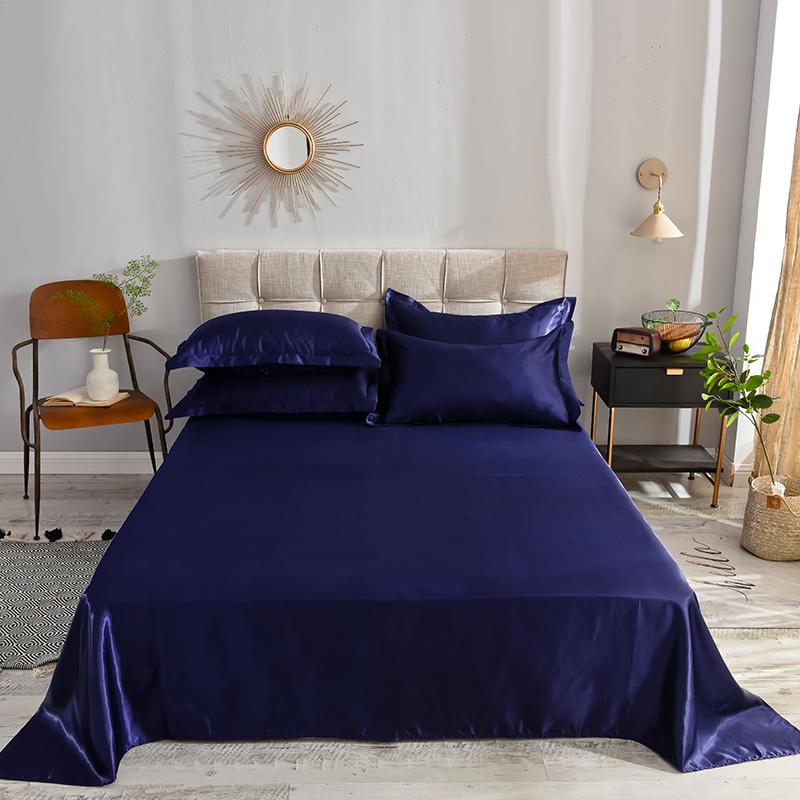 1pc Flat Bed Sheet Silky Bedsheets Solid Color Bed Linen Smooth Flat Sheets Sabanas Para Cama Home Textile Bed Sheets