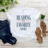 Reading Is My Favorite Sport TShirt Funny Book Lover Shirt Short Sleeve Women Tshirt Casual Tops Librarian Tee Book Lover Gift