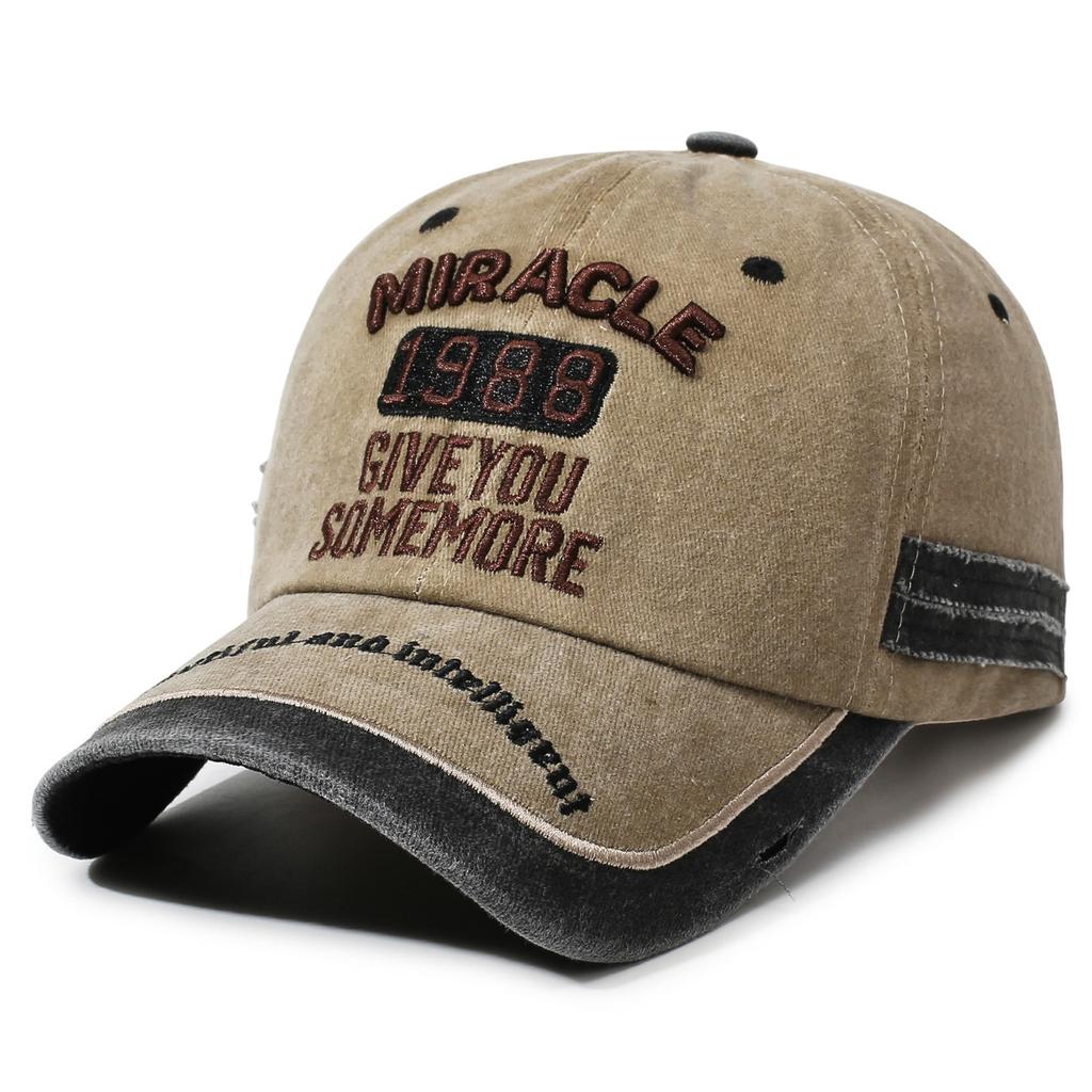 Retro Old Embroidered Baseball Cap Men's and Women's Outdoor Sun Hat Washed Denim Cap American Hat