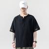 Men's Imitation Cotton Linen Style Loose Short Sleeve T-shirt Solid Shirts Casual Top Tee Shirt
