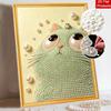 Easy DIY Framed Pearl Bead Painting Kit with Green Cat and Frog 3D Sparkling Canvas Art for Home Decoration Creative Gift Idea Handmade