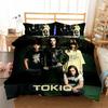 Tokio Hotel Sengetøysett med Ensidig Trykk, Dynetrekk og Putetrekk, Super Mikrofiber Full Størrelse, Tysk Rockeband Merch Gave
