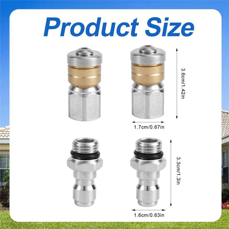 AEE4-4 Pcs Sewer Jetter Nozzle Set, For Pressure Washer Drain Jet Hose Tips With 1/4Inch NPT Quick Connector 5000 PSI