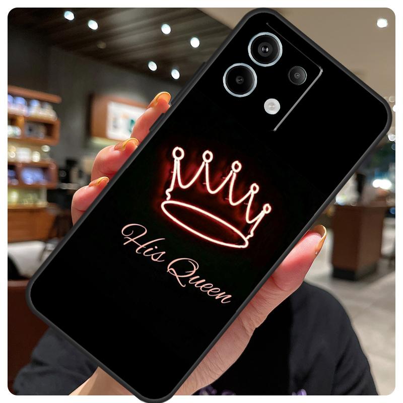 King Queen Couple Lovers Case For Xiaomi Redmi Note 12 9 10 11 13 14 15 Pro Plus Cover For Redmi 13C 12C 10C 14C 15 C