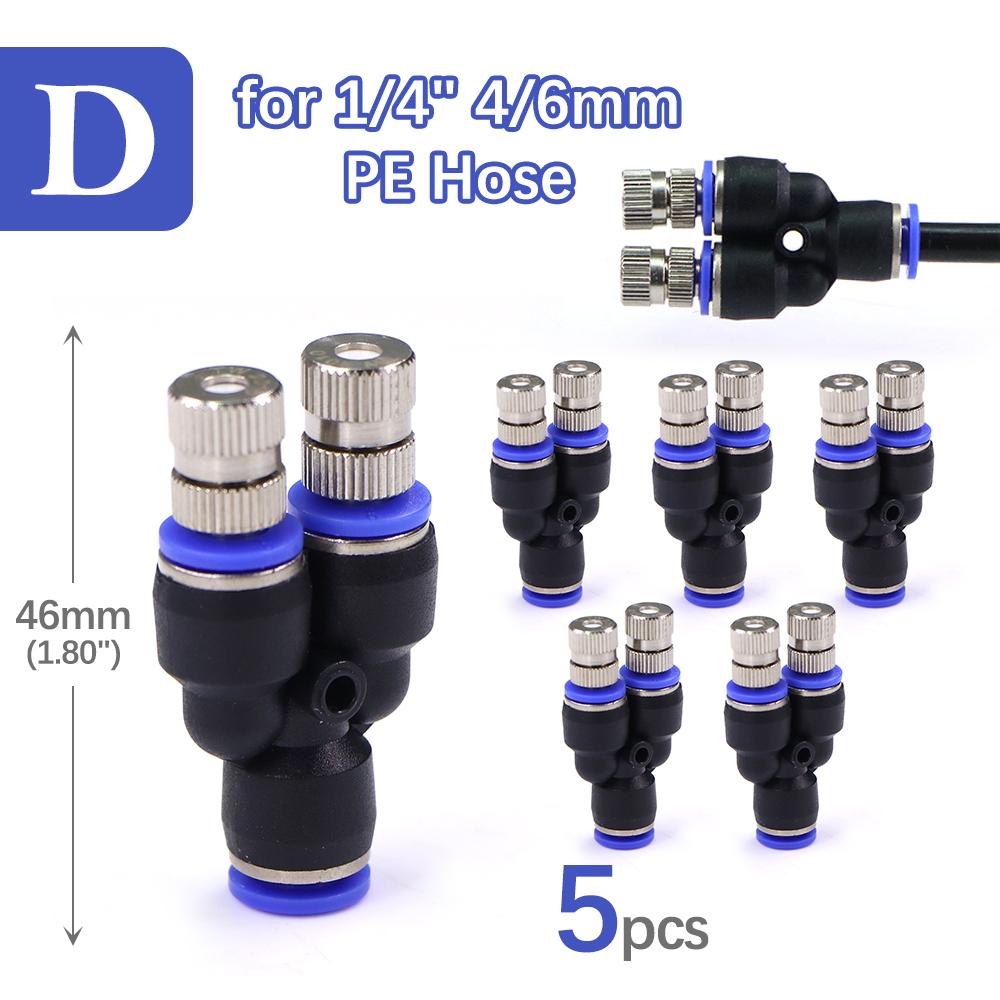 6-type 6mm Low-pressure Misting Nozzles Fine Atomization Sprayer Garden Irrigation Cooling Humidification Quick Insert Slip Lock