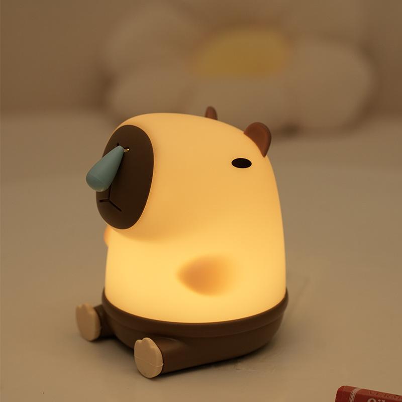 Silicone Tap Control Capybara Night Light, Soft Light Atmosphere Lamp Rechargeable - Perfect Kids Gift & Blobfish Style Night Lamp