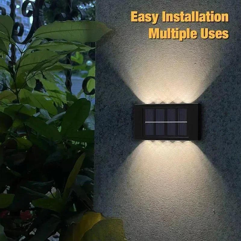 BMW Outdoor Lights Solar Powered, Convex Mirror Wall Light, IP65 Waterproof Up and Down Courtyards Gardens Stairs Corridors Walls