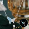 PANJBJ 925 Sterling Silver Butterfly Noctilucent Necklace For Women Asymmetric Glow-in-the-dark Sweet Jewelry Gift Dropshipping