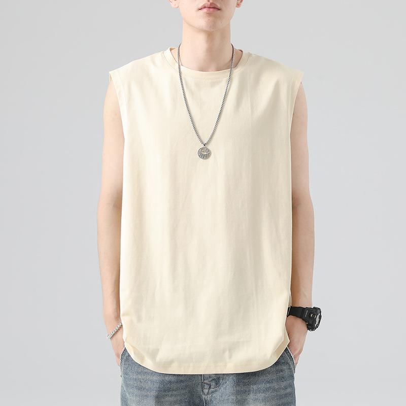 Summer Cotton Tank Tops Men Solid Color Sleeveless Tees Loose Vest Men's Casual Sports Comfortable Breathable O-Neck Tank Tops