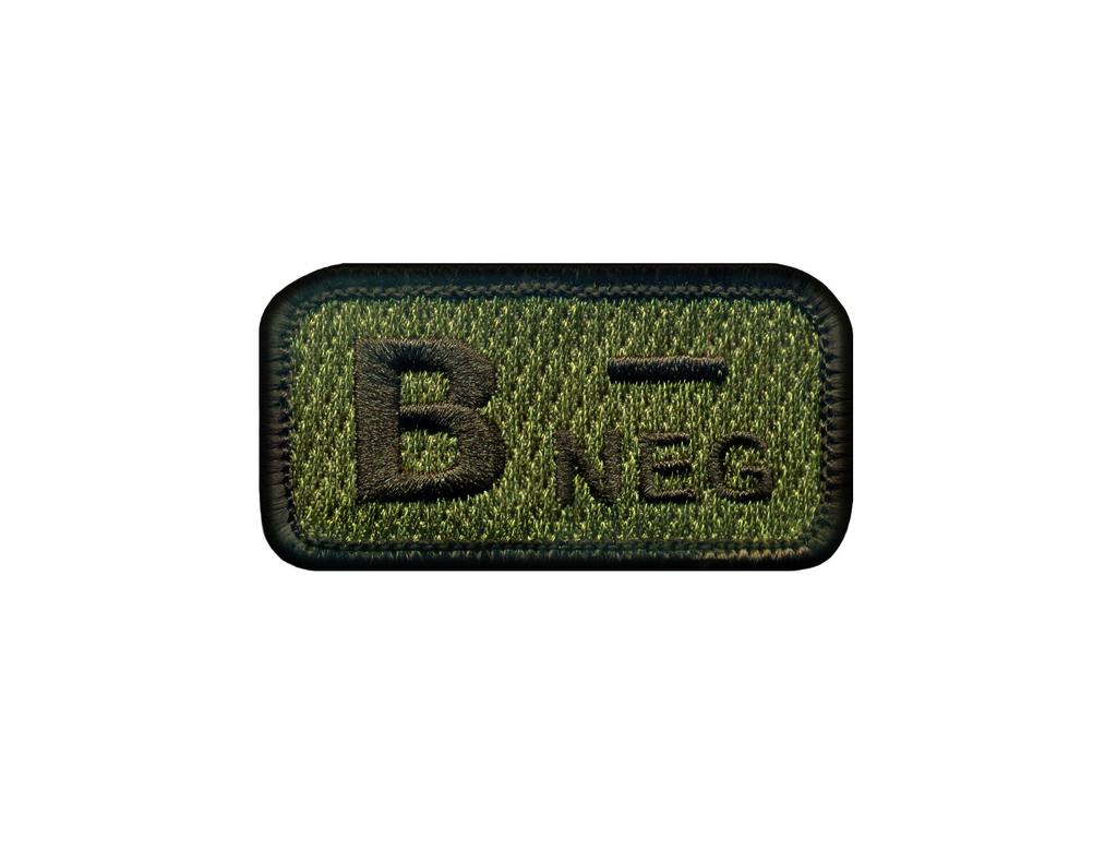 Patchion Blood type B "neg" olive-drab - Self-Adhesive Backing - Embroidered Patch/Badge/Emblem