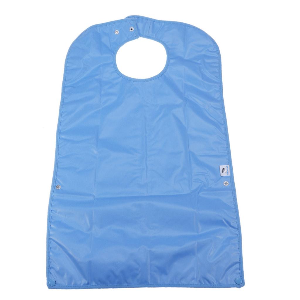 Adult Waterproof Elderly Meal Bib Sky Blue Large Soft Washable Cloth Feeding Aid Clothing Protector Mealtime Protector