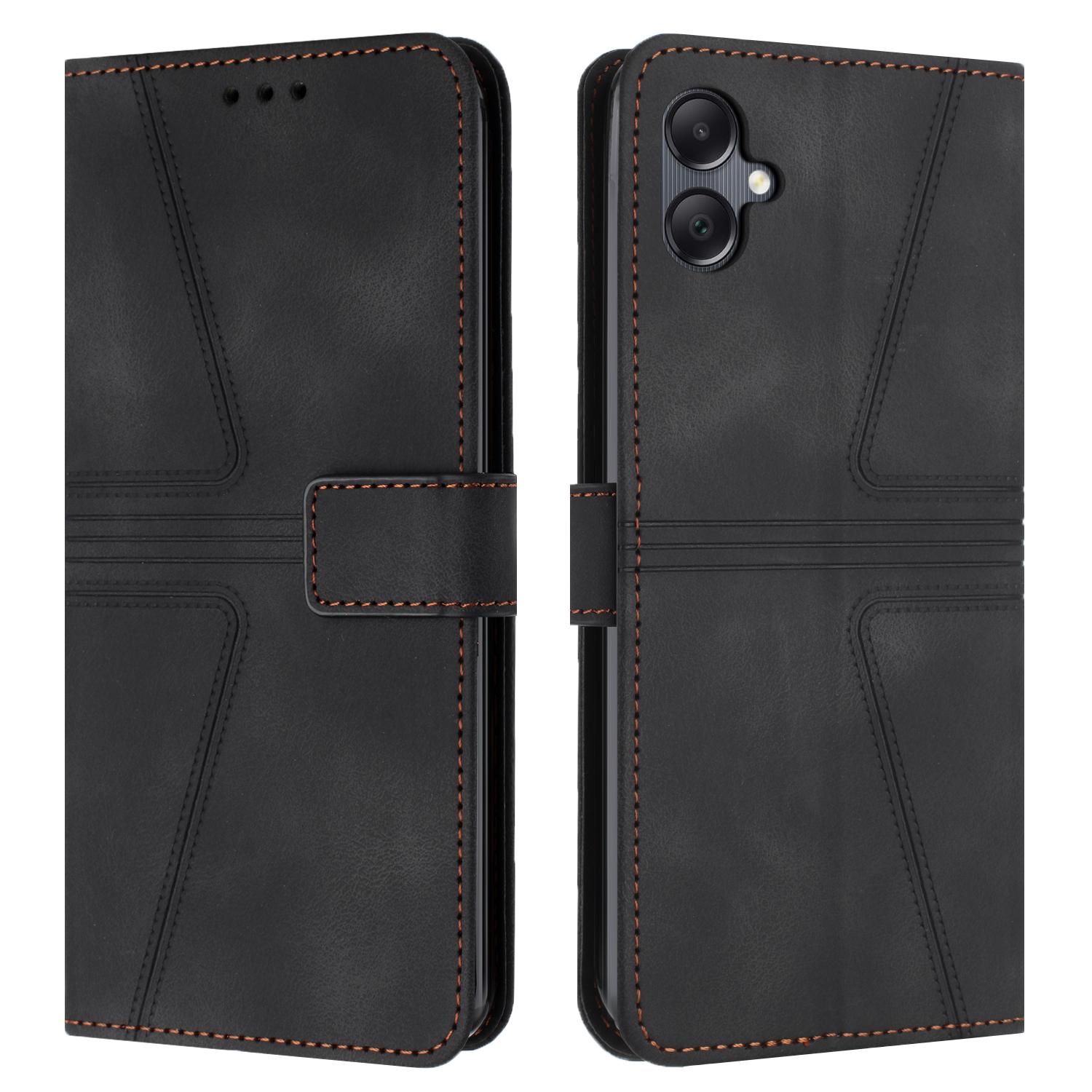 

For Samsung Galaxy A07 4G Case Triangle Imprinted Anti-Scratch Phone Wallet Cover Black