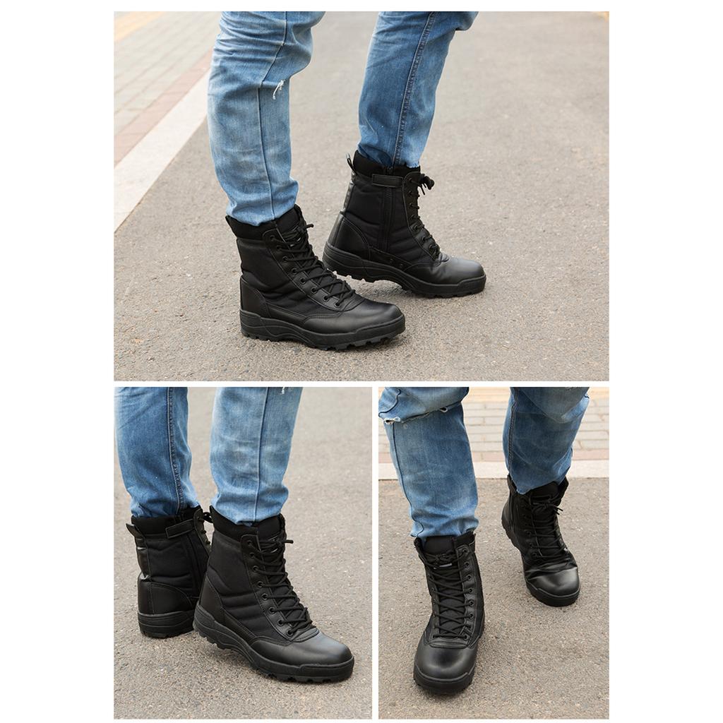 Autumn Early Winter Shoes Men Ankle Desert Boots Genuine Leather Fashion Brand Male Footwear Non-slip Black Plus Size 45 D232