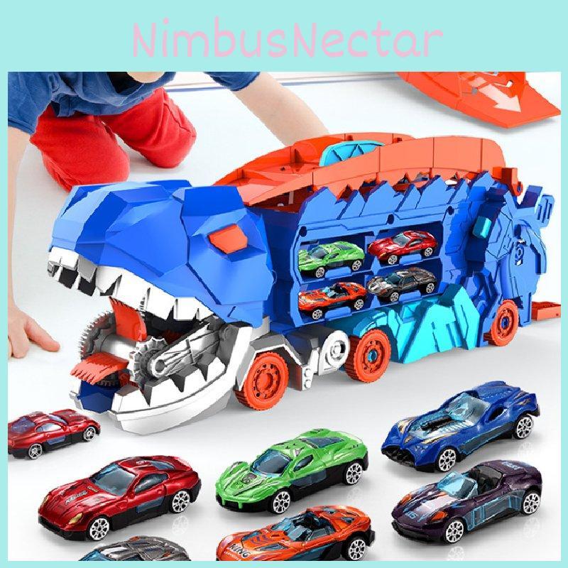 Dinosaur Car Truck Transport Carrier With12 Pull Back Dino Car Toy For Kids Gift