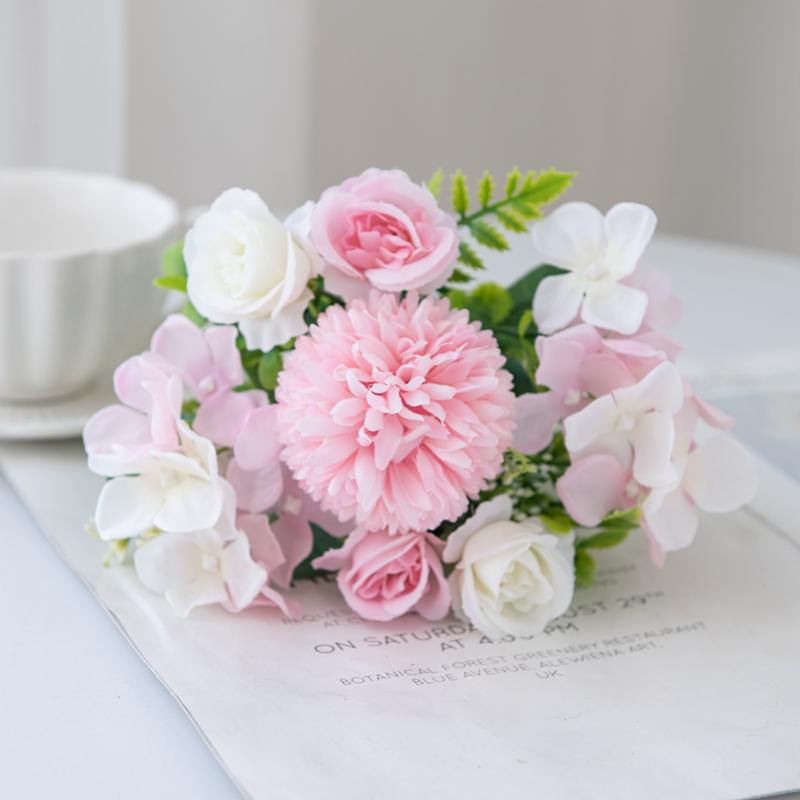 

1/3pcs 29CM Silk Rose Chrysanthemum Bouquet Artificial Flowers Wedding Outdoor Garden Arch Home Decor Christmas Wreath Accessory 1pc світло-рожевий колір