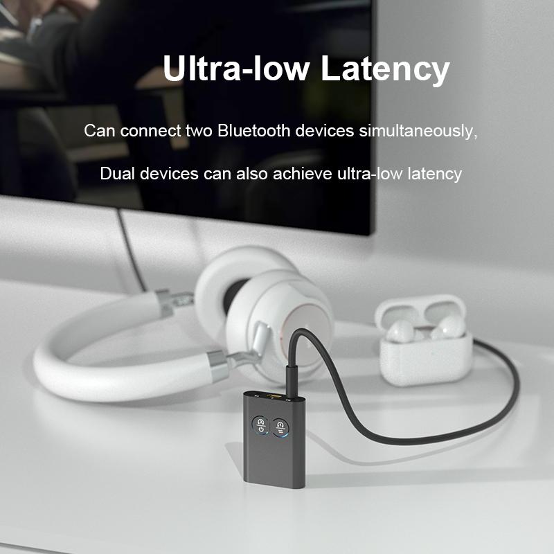 2 In 1 aptX Bluetooth Audio Receiver Transmitter aptX-Adaptive AD/HD/LL AAC 3.5MM AUX HiFi Music Multipoint Wireless Adapter