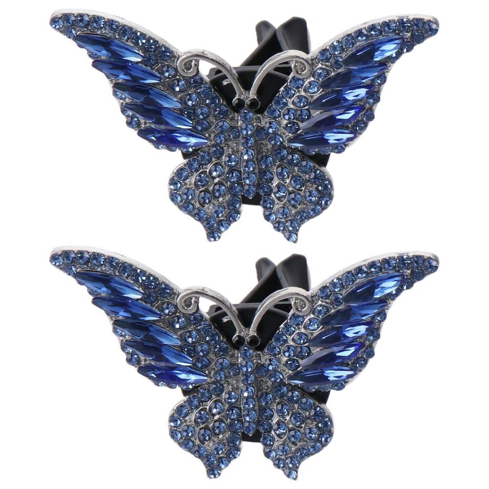 

2 Packs Metal with Bling Rhinestone Blue Butterfly Car Vent Clips 38*60mm Blue Car Air Freshener Vent Clips Butterfly Shape чорний