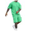 Men's Oversized 2-Piece Tracksuit Solid Color Cargo Shorts & T-Shirt Set