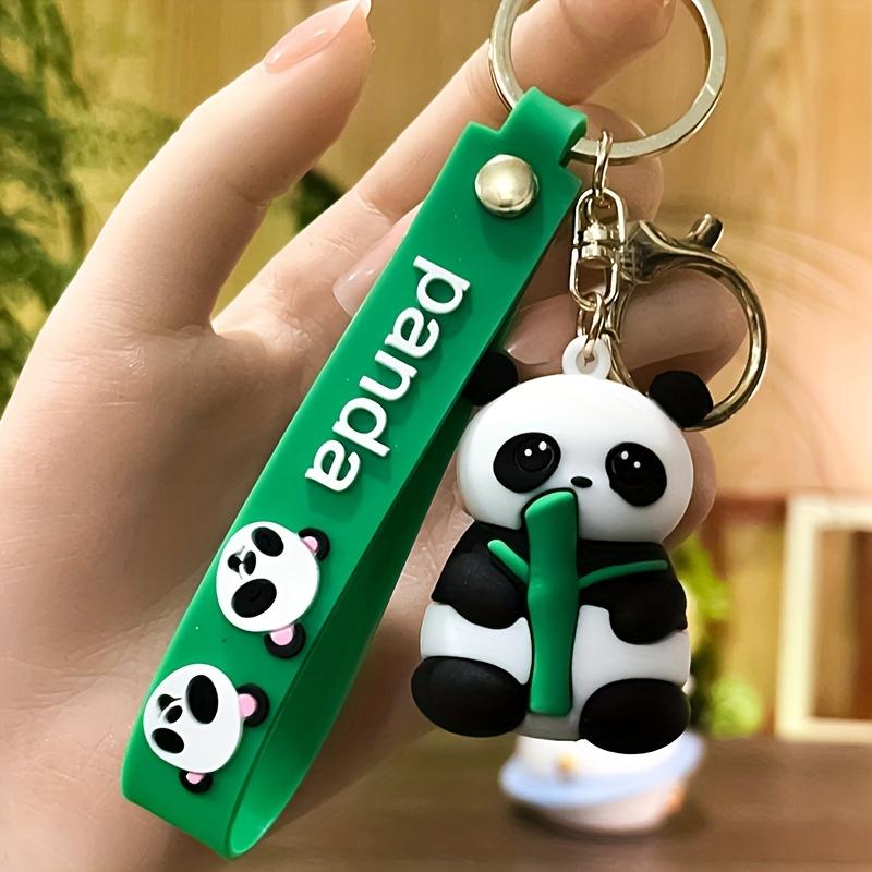 Bamboo Panda Keychain Creative PVC Soft Rubber Pendant Children s Day Small Gift Bag Hanging Ornaments зелёный